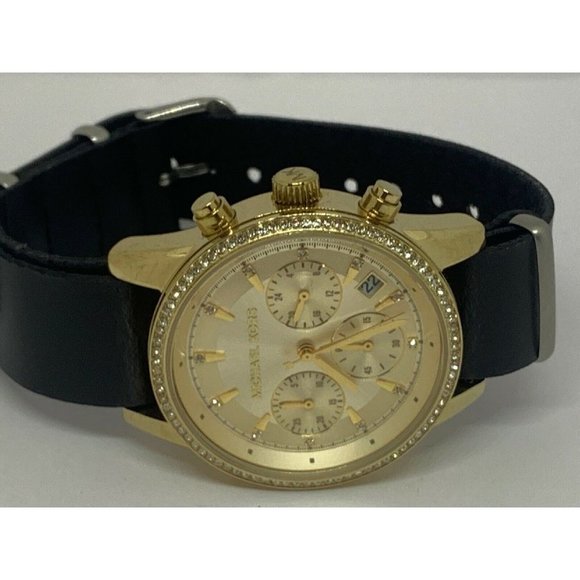 Michael Kors MK6328 Women Black Leather Analog Gol main image 11